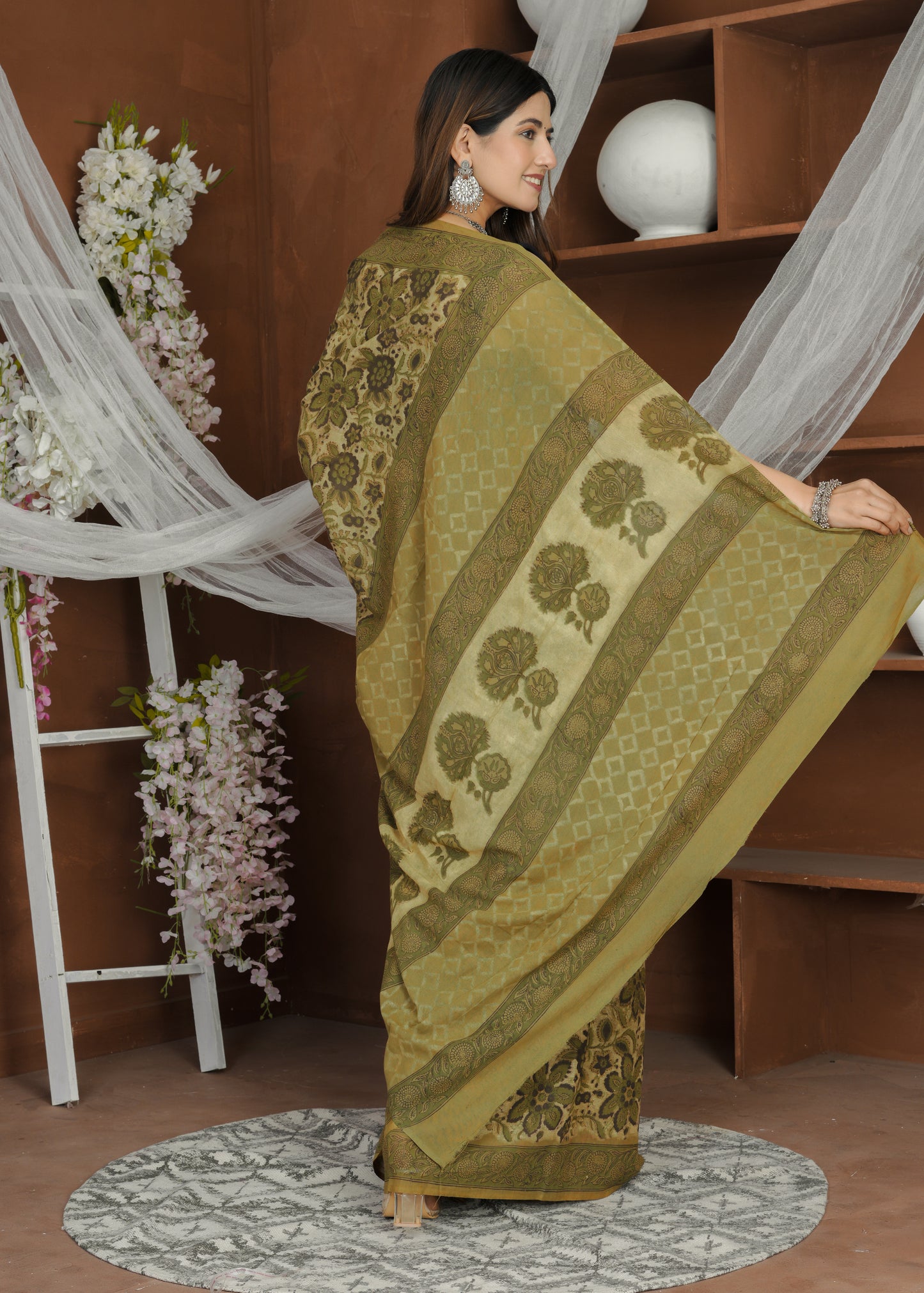 Heena: Ajrak Pure Mul Cotton Saree