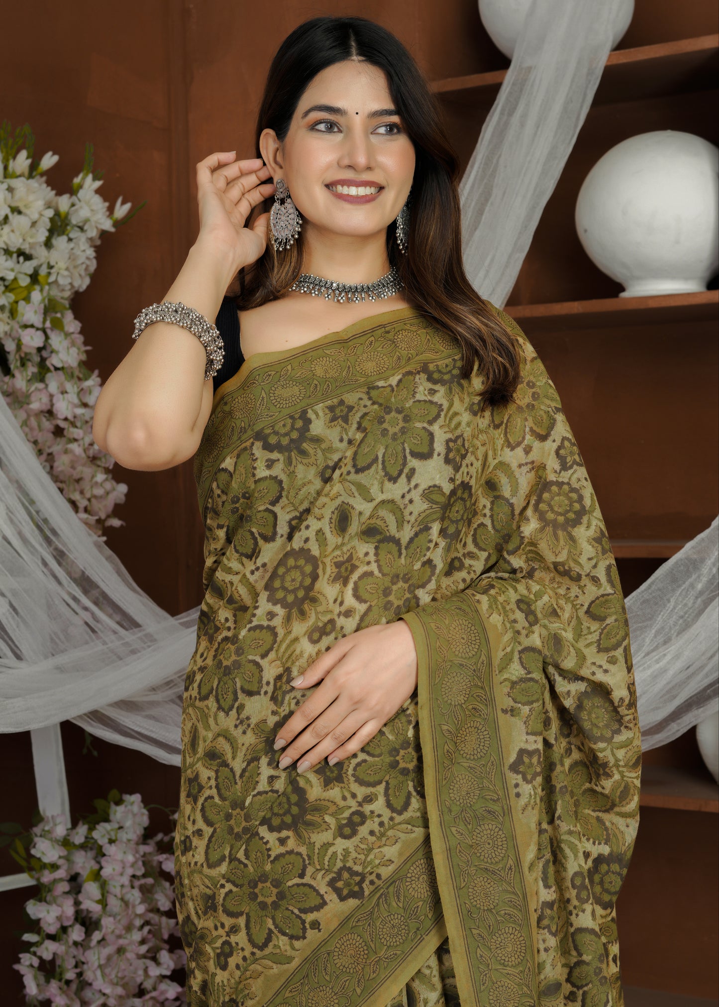 Heena: Ajrak Pure Mul Cotton Saree
