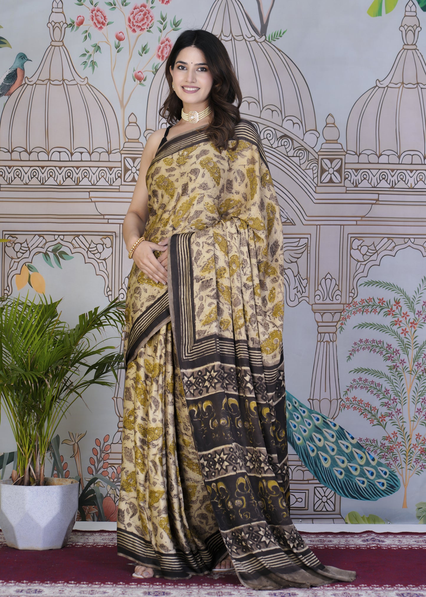 Ethereal Cream Ajrak Modal Saree
