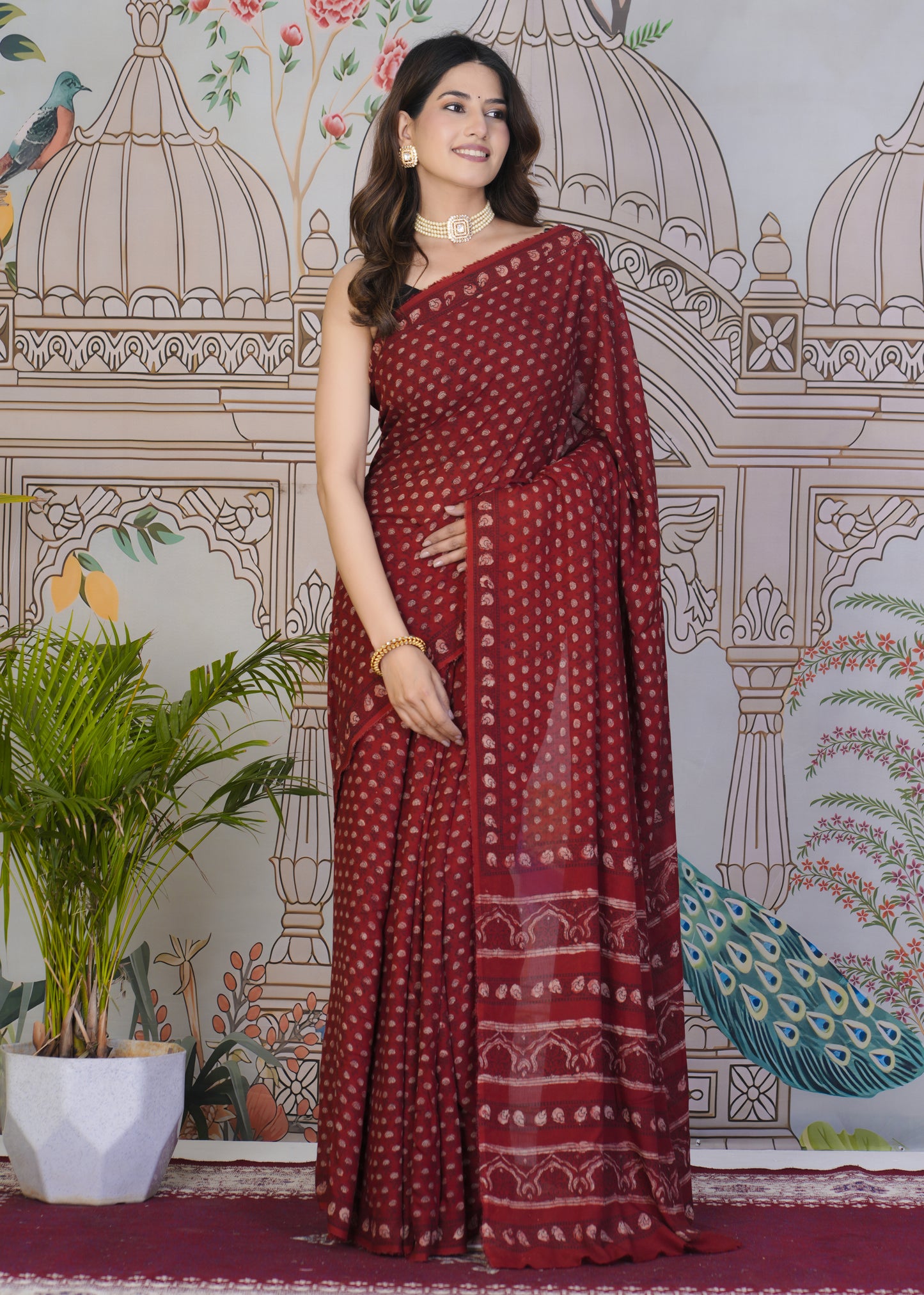 Laal Authentic Ajrak Print Modal Saree
