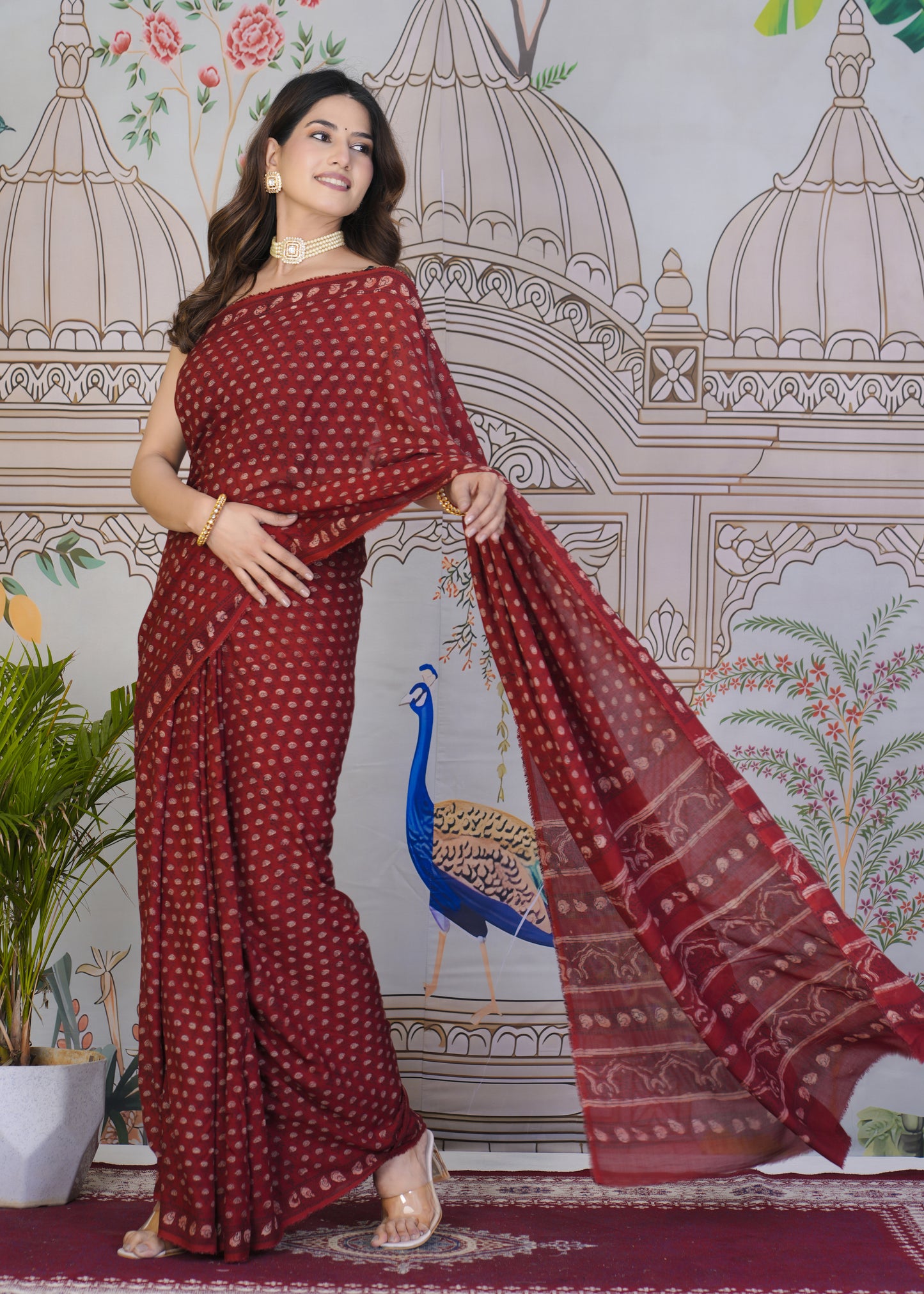 Laal Authentic Ajrak Print Modal Saree