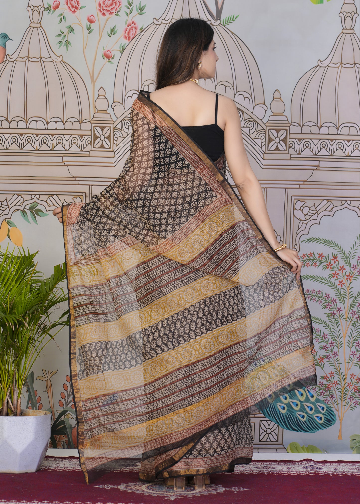 Twilight Dabu Kota Doria Saree