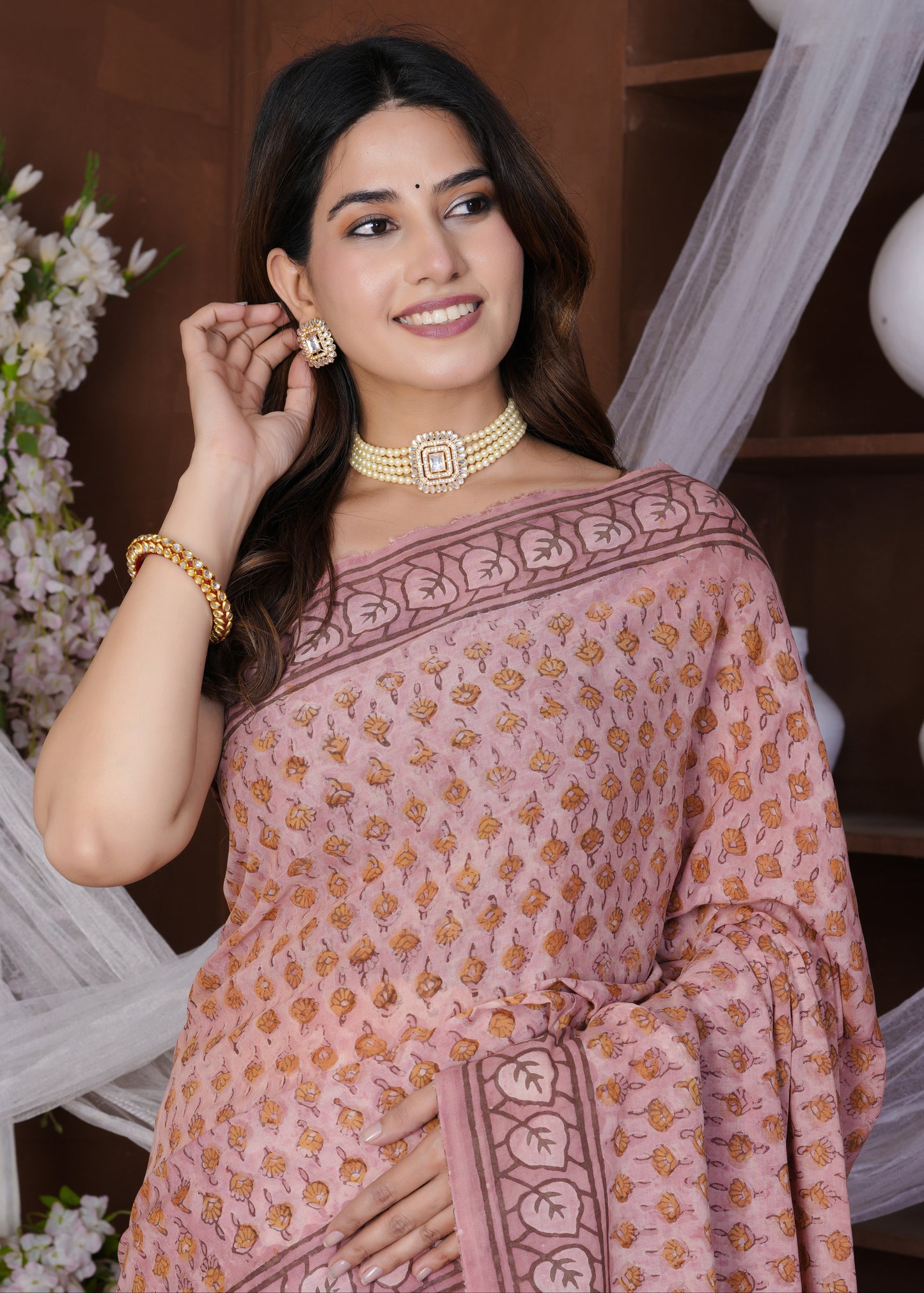 Simon Pink Multani Modal Saree