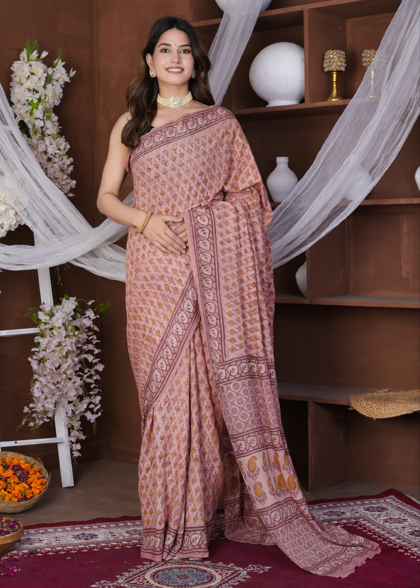 Simon Pink Multani Modal Saree