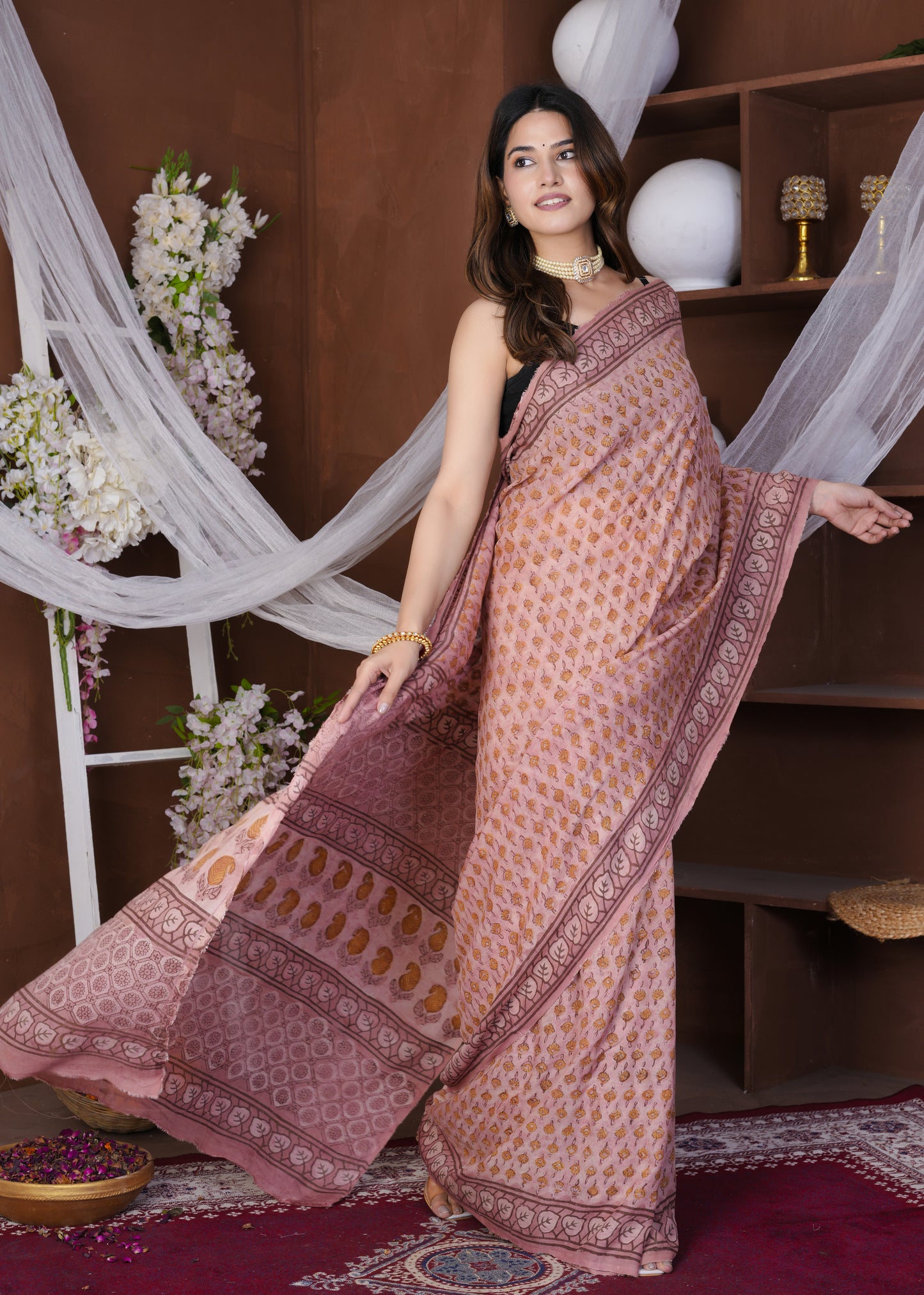 Simon Pink Multani Modal Saree