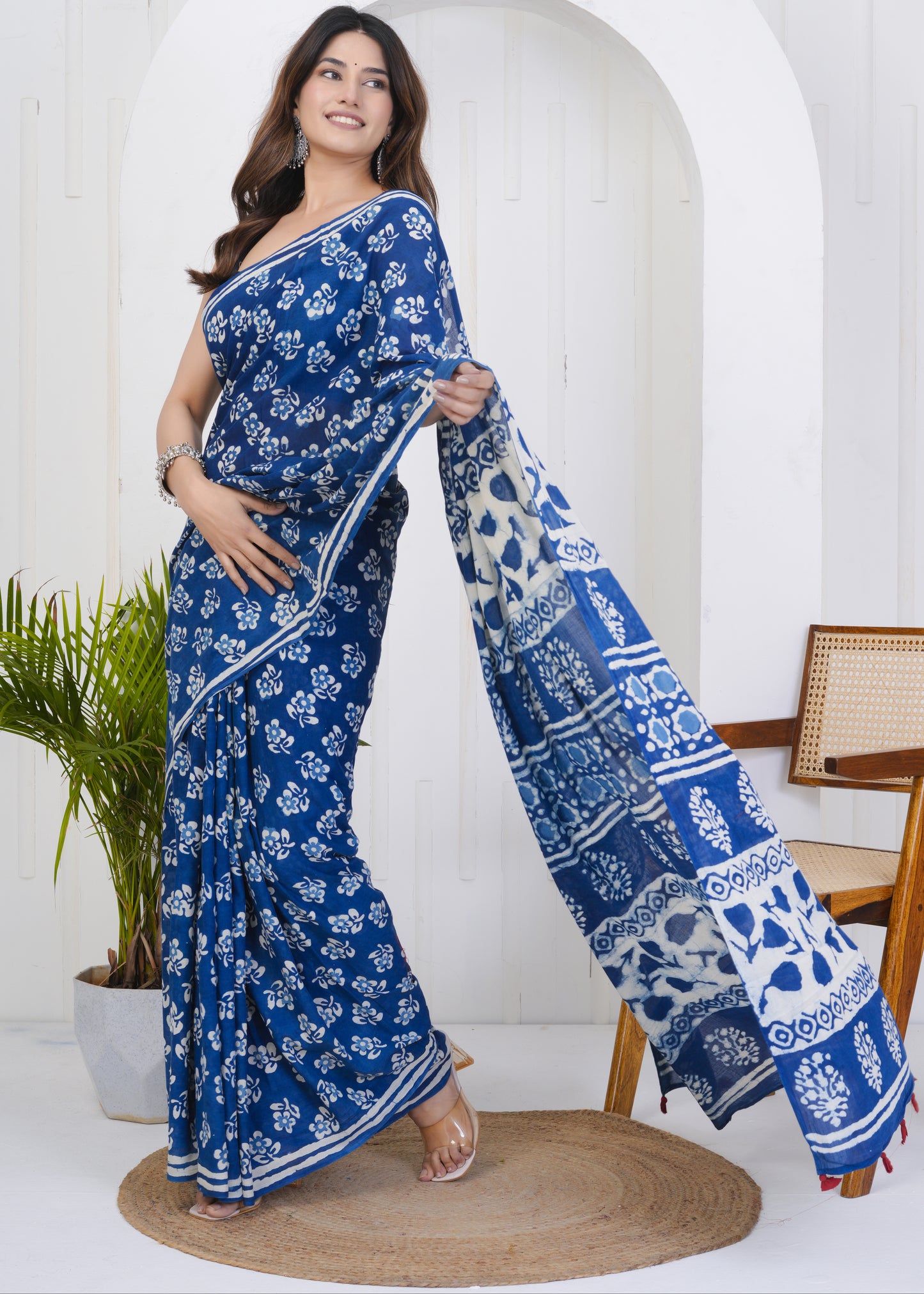 Kahaniyaan: Indigo Dabu Mul Cotton Saree