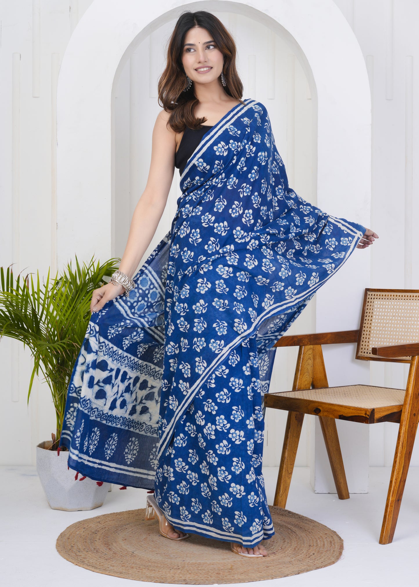 Kahaniyaan: Indigo Dabu Mul Cotton Saree