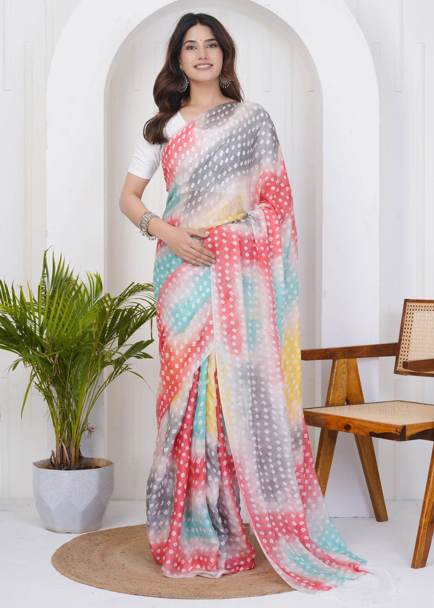 Aahana: Bandhani Pure Chinnon Saree