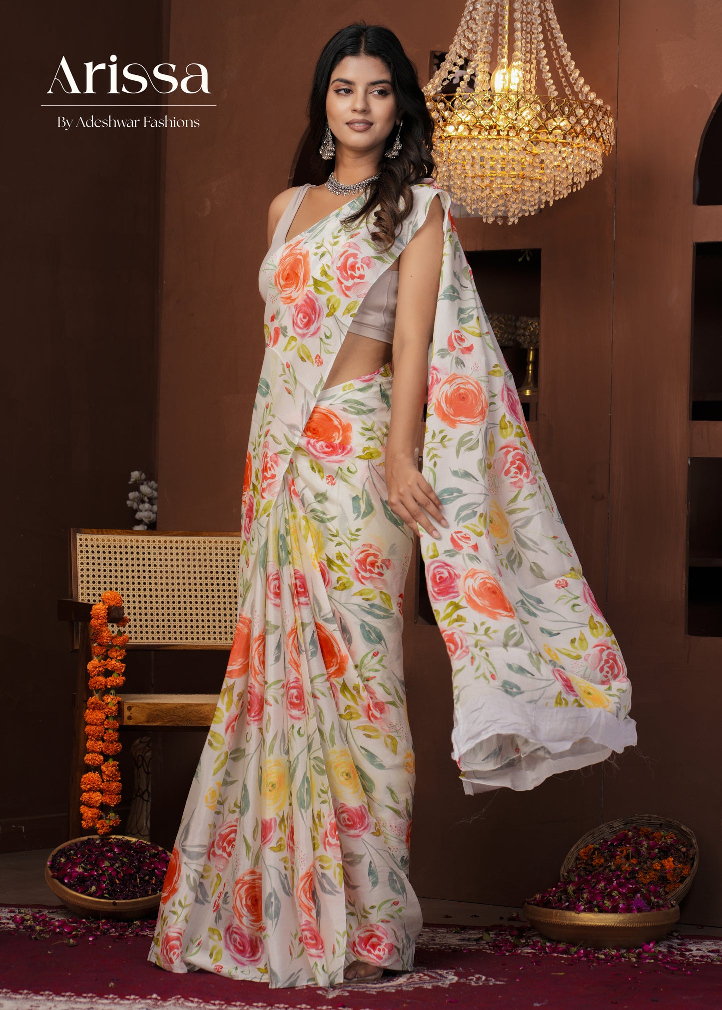 Aahana Orchid Pure Chinnon Saree