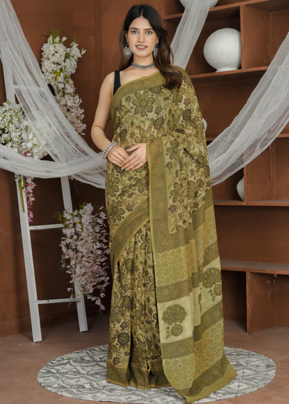 Heena: Ajrak Pure Mul Cotton Saree
