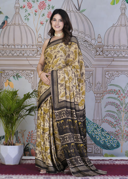 Ethereal Cream Ajrak Modal Saree