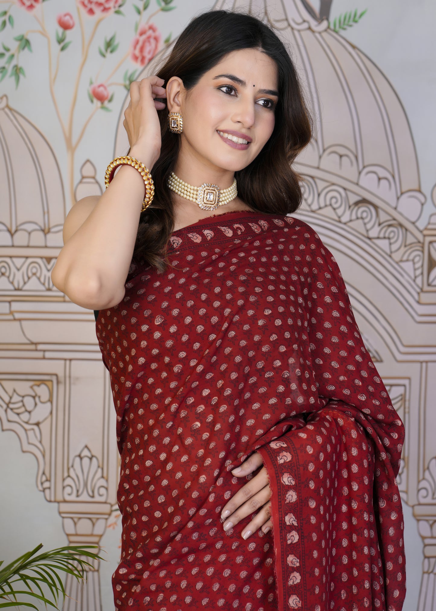 Laal Authentic Ajrak Print Modal Saree