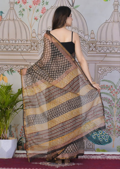 Twilight Dabu Kota Doria Saree