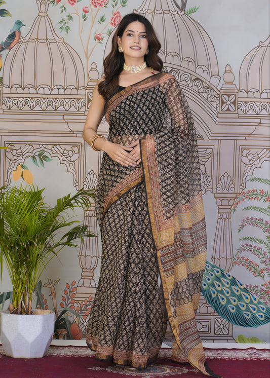 Twilight Dabu Kota Doria Saree