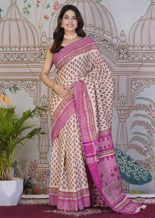 Gulabo : Silk Handblock Print