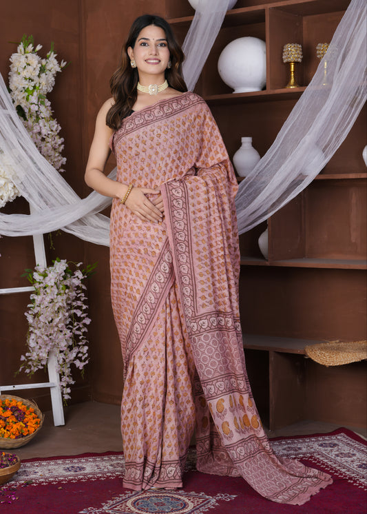 Simon Pink Multani Modal Saree