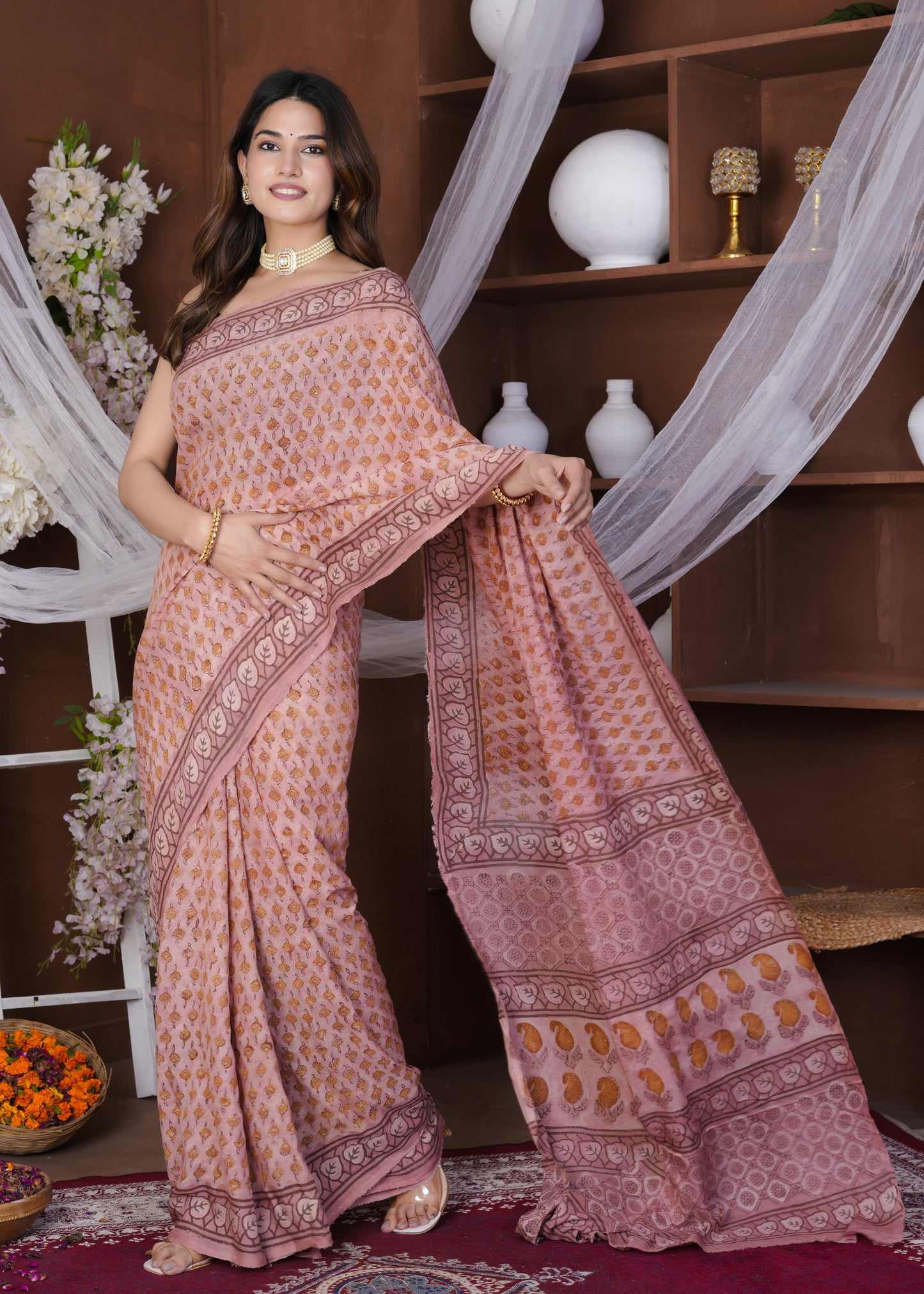 Simon Pink Multani Modal Saree