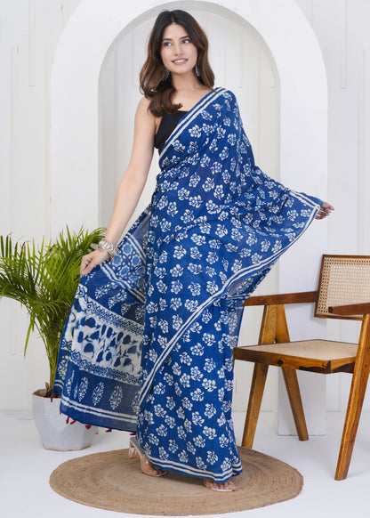 Kahaniyaan: Indigo Dabu Mul Cotton Saree