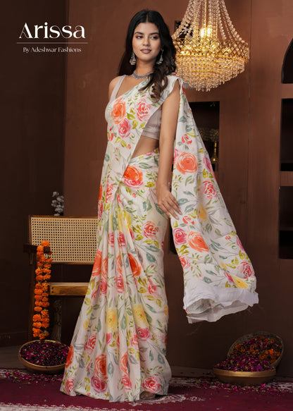 Aahana Orchid Pure Chinnon Saree
