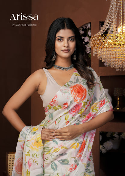 Aahana Orchid Pure Chinnon Saree