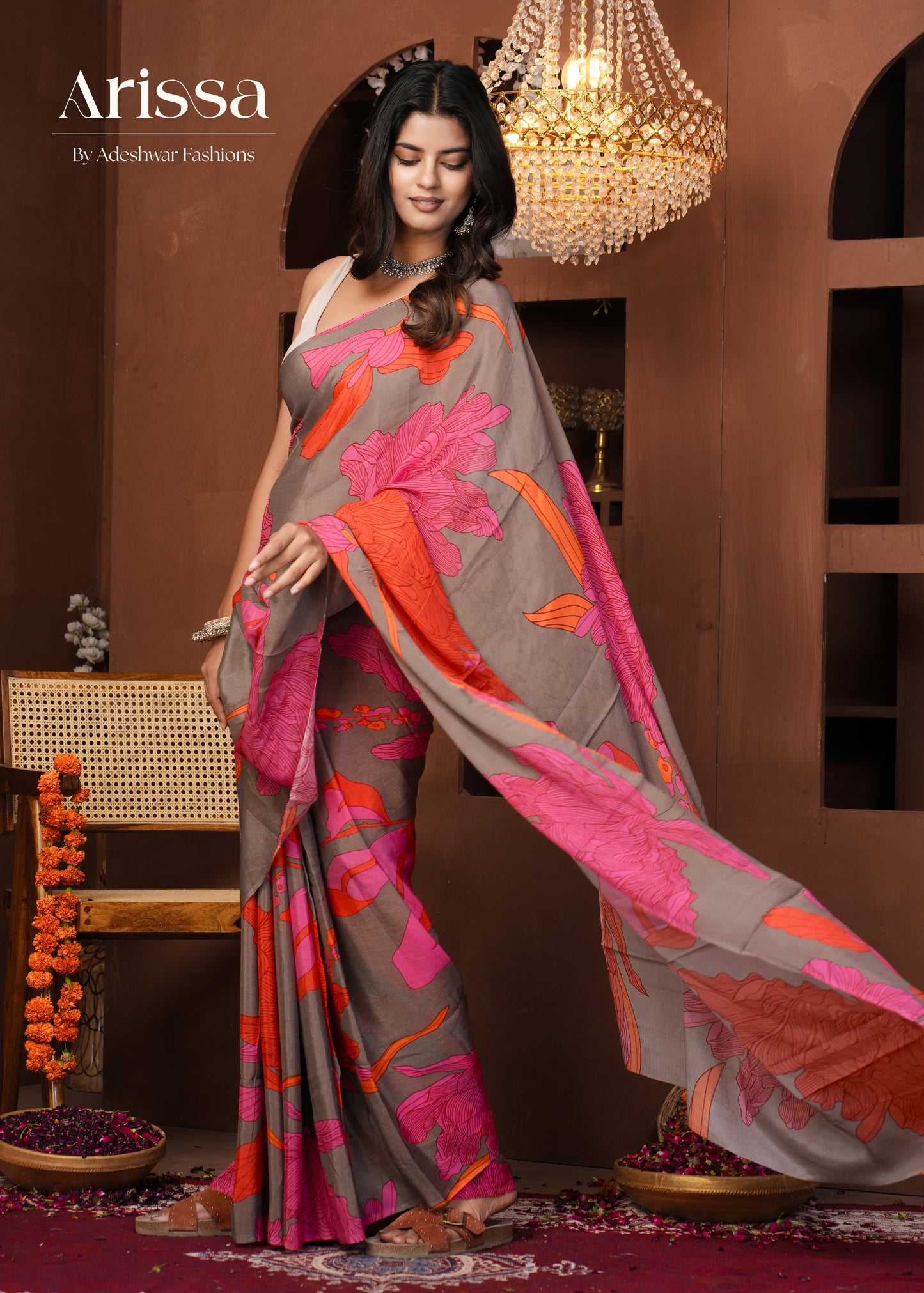 Aahana Ashy Pure Chinnon Saree